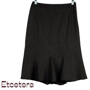 Anthropologie Etcetera Brown Tweed Wool Blend Skirt NWOT Size 2